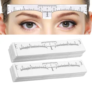 100Pcs Eyebrow Ruler Sticker Disposable Eyebrow Mapping Ruler Sticker for Microblading Permanent Makeup Henna, Brow Stencil Adhesive Measuring Shaper Tool LEES A.M.