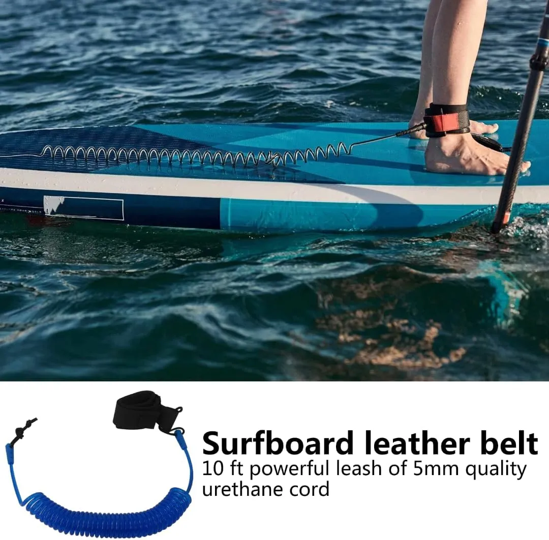 2025 NEW Coiled SUP Leash 10 FT Surfboard Leash Sup Leg Rope Strap Stand Up Paddleboard Leash - Blue