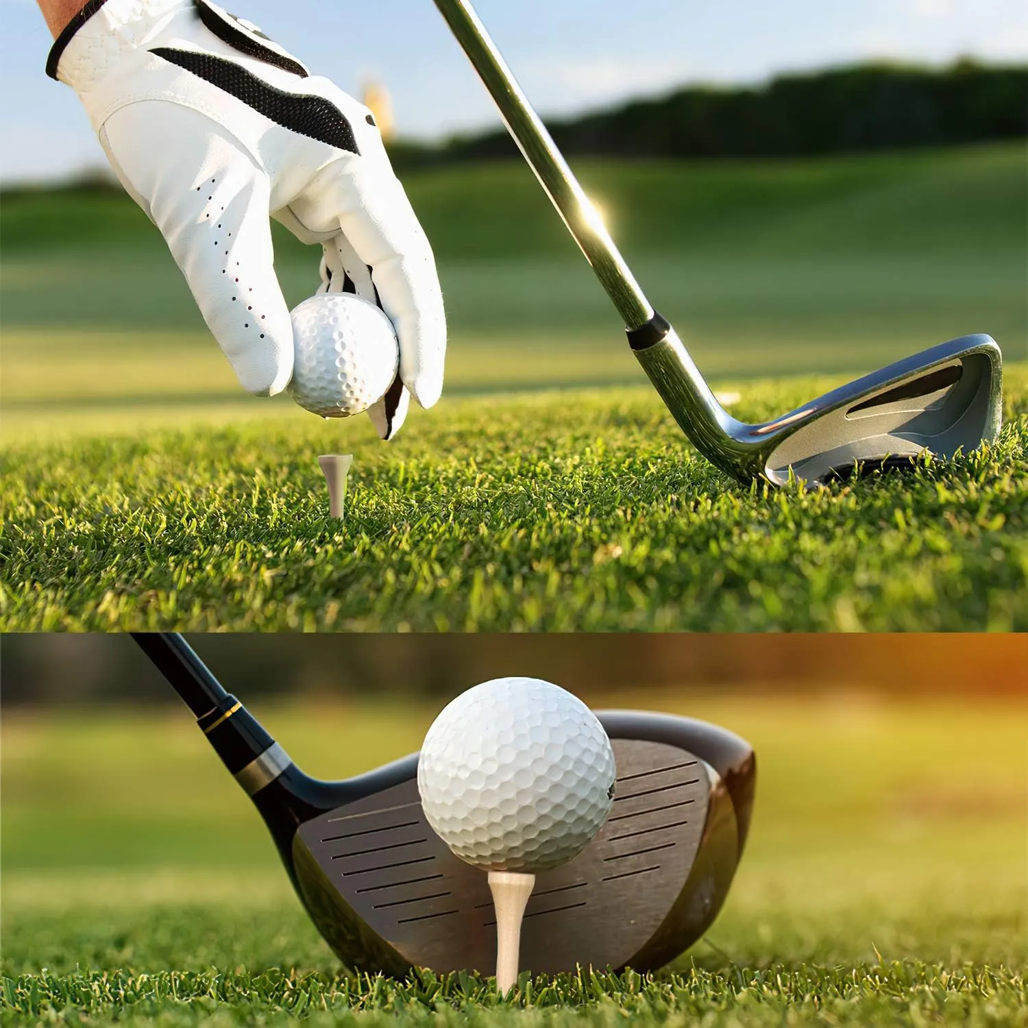 250/130/100 Pack of 2-3/4 or 3-1/4 Inches Professional Bamboo Golf Tees - Stronger Than Wooden Golf Tees Biodegradable & Less Friction
