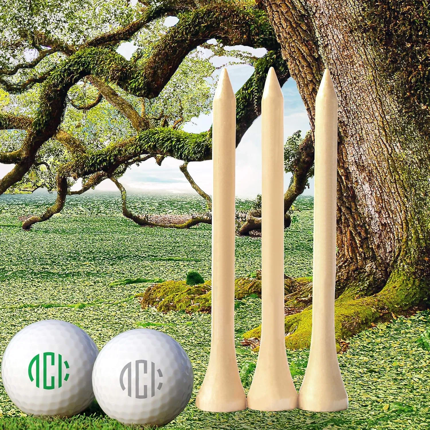 250/130/100 Pack of 2-3/4 or 3-1/4 Inches Professional Bamboo Golf Tees - Stronger Than Wooden Golf Tees Biodegradable & Less Friction