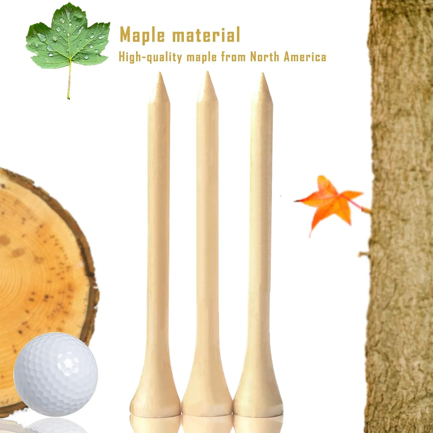 250/130/100 Pack of 2-3/4 or 3-1/4 Inches Professional Bamboo Golf Tees - Stronger Than Wooden Golf Tees Biodegradable & Less Friction