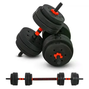 25kg 2 IN 1 Adjustable Dumbbells Weight Set Dumbbell Hand Weight Barbell for Body Fitness Lifting Training for Home Office Gym Black