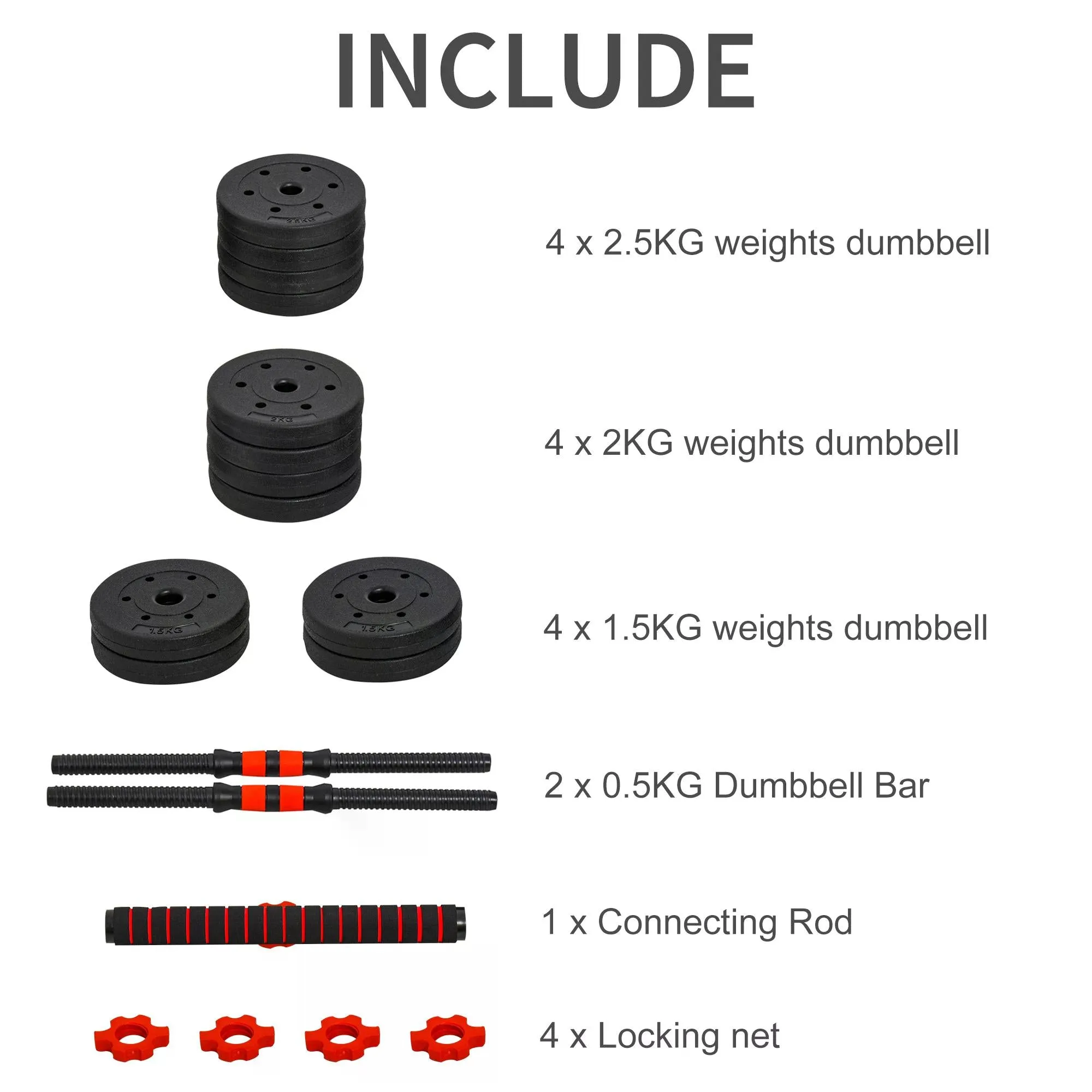 25kg 2 IN 1 Adjustable Dumbbells Weight Set Dumbbell Hand Weight Barbell for Body Fitness Lifting Training for Home Office Gym Black