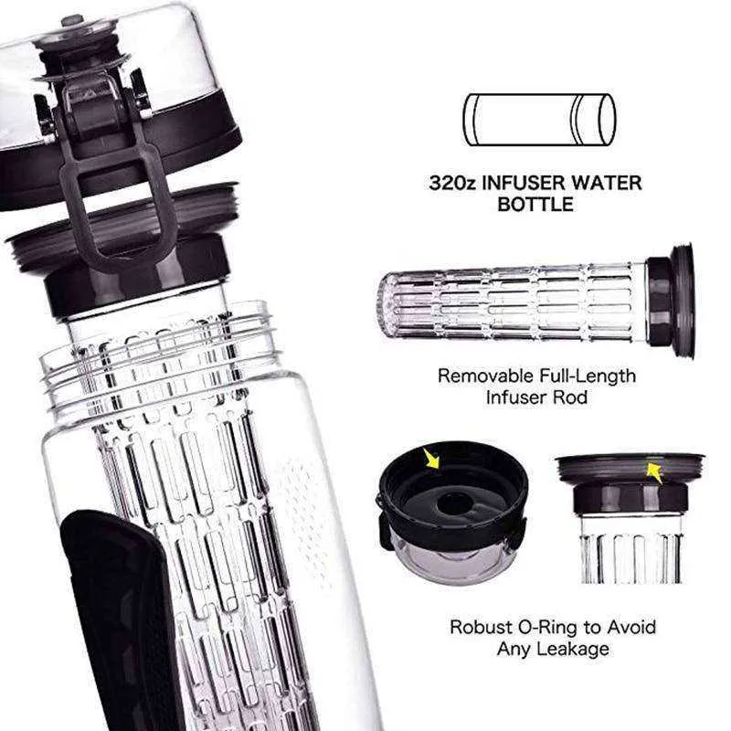 32oz 1000ml New Fruit Infuser Juice Shaker Sports Lemon Water Bottle