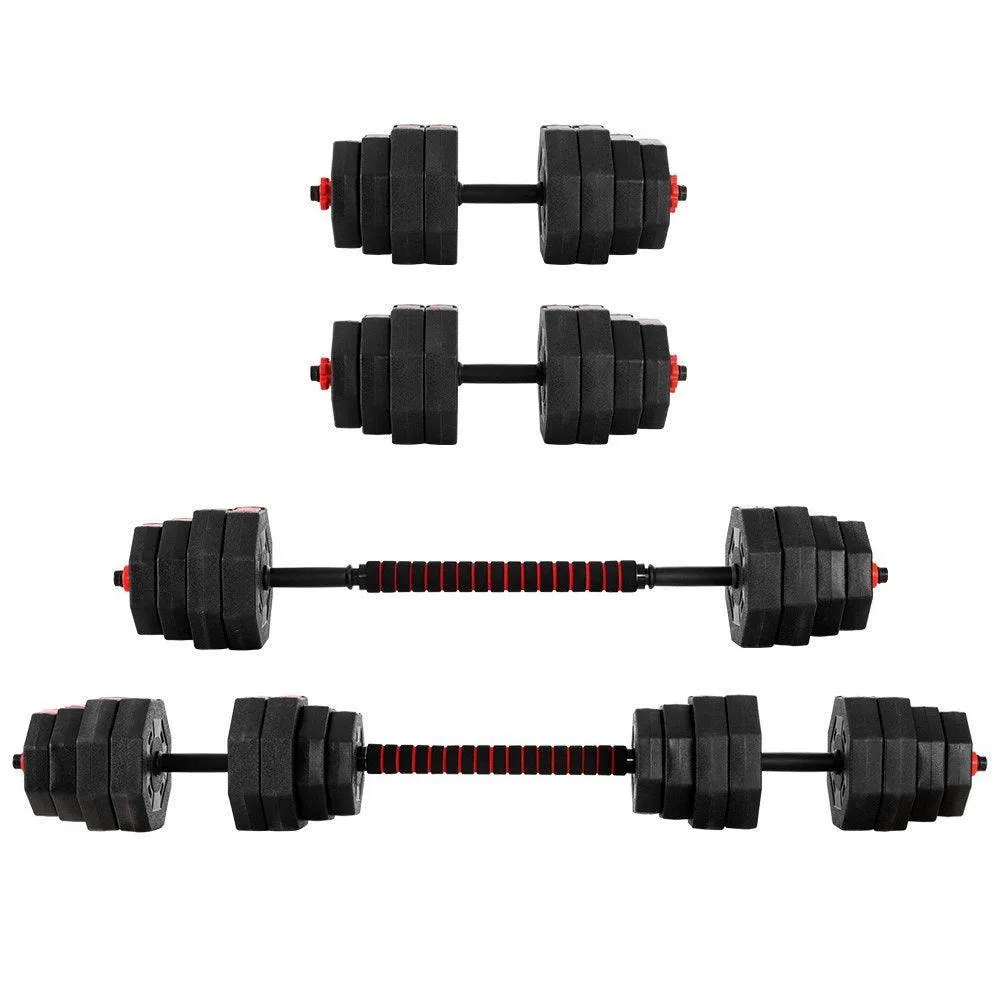 40KG 2-in-1 Dumbbell Barbell Set Adjustable Dumbbells Weights Home Gym Fitness