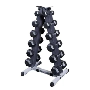 Body Solid 5-30lb Rubber Hex Dumbbell Package with Rack