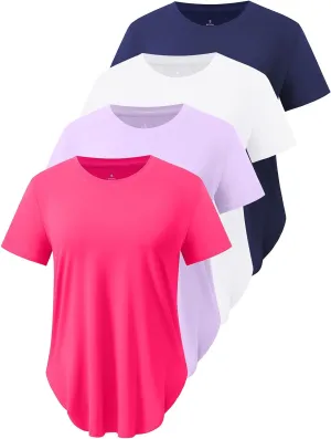 Cosy Pyro 4-Pack Workout Tops for Women UPF 50  Yoga Shirts Short Sleeve Athletic T-Shirts Quick Dry Running Gym Tee