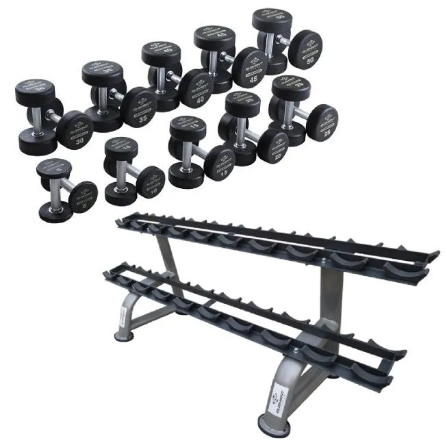 Element Fitness 5-50LB Round Dumbbell Set with Stand