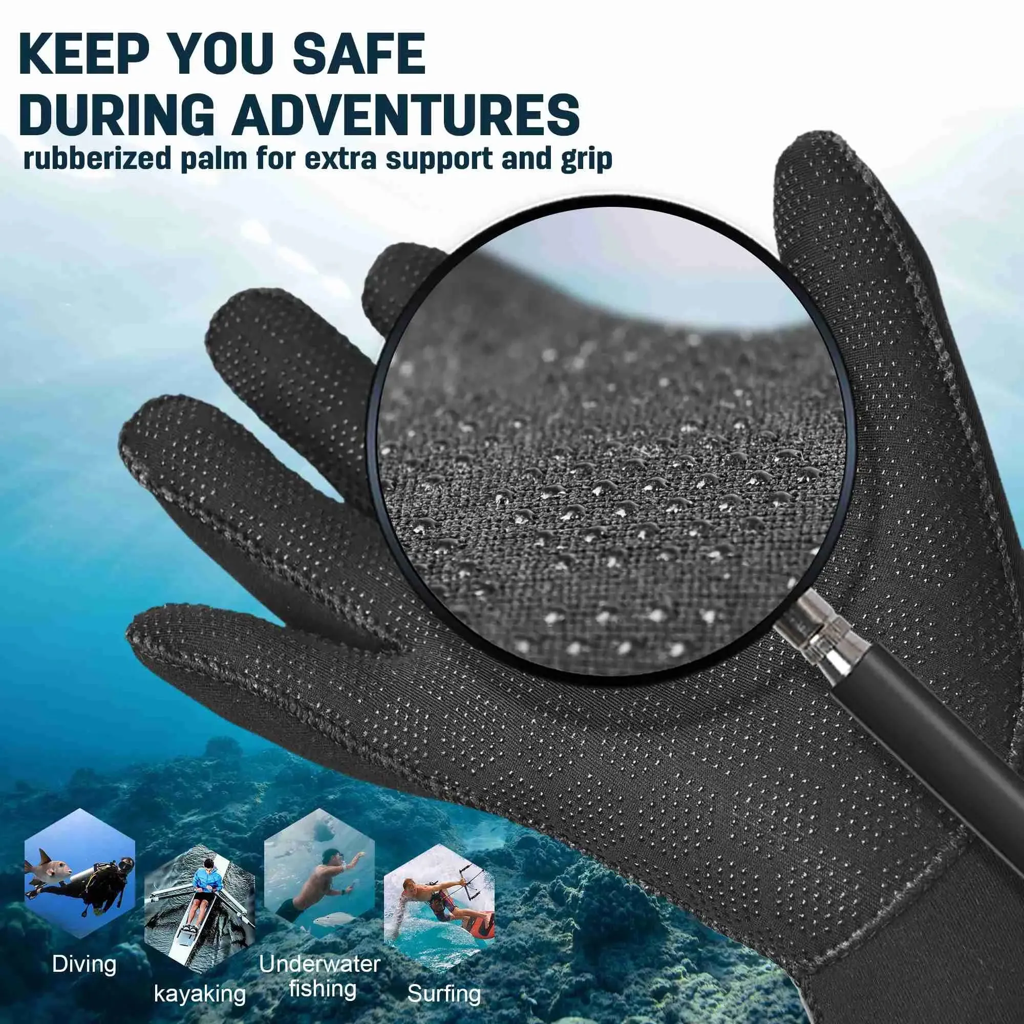 EXski Diving Gloves, 3mm Neoprene Wetsuit Gloves for Scuba Diving Snorkeling Kayaking Paddling Men Women