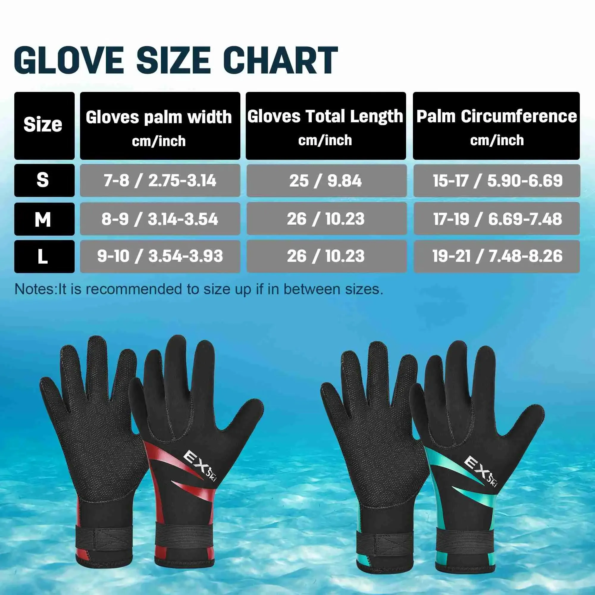 EXski Diving Gloves, 3mm Neoprene Wetsuit Gloves for Scuba Diving Snorkeling Kayaking Paddling Men Women