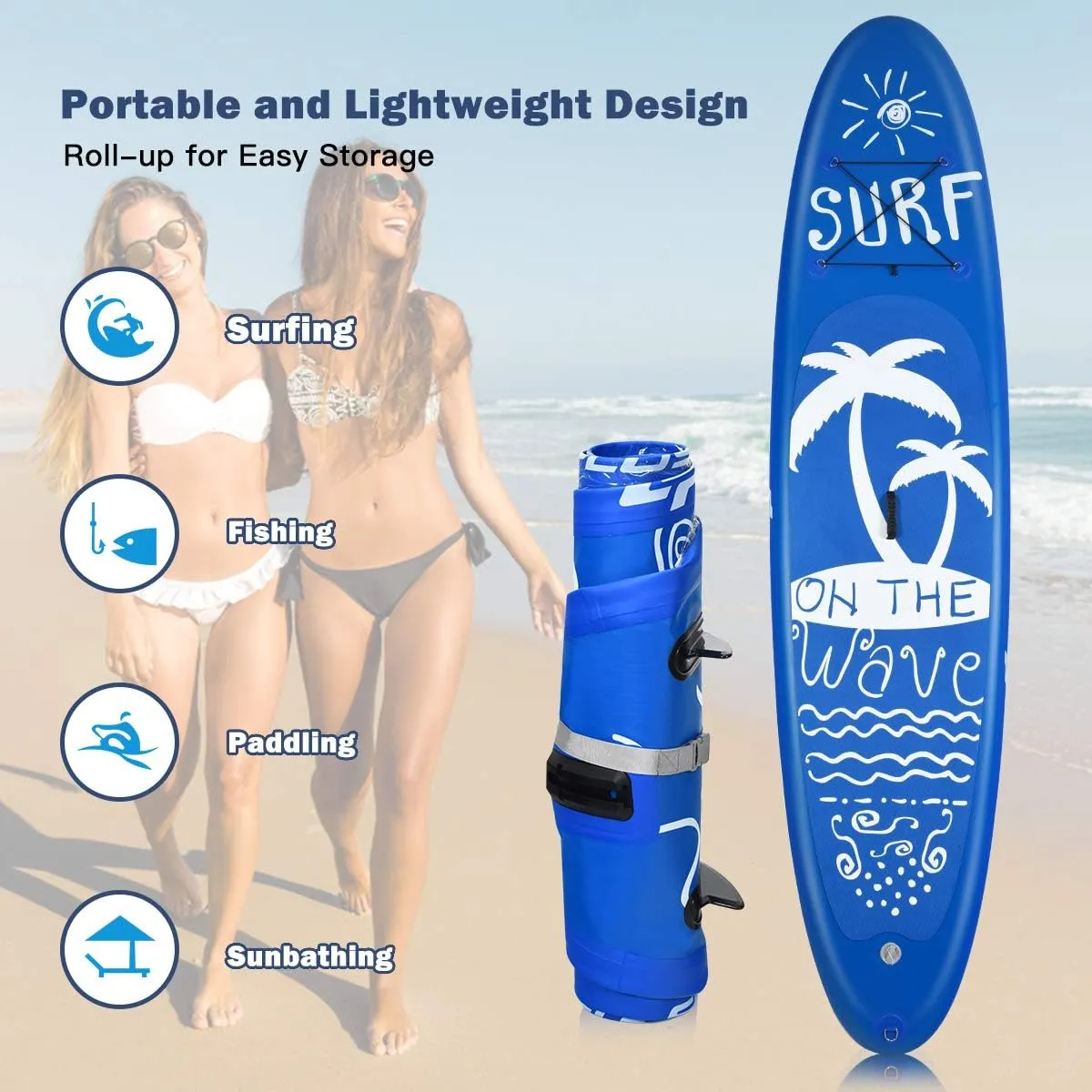 Goplus 9.8'/10'/11' Inflatable Stand Up Paddle Board, 6.5 Thick SUP with Premium Accessories and Carry Bag, Wide Stance, Bottom Fin for Paddling, Surf Control, Non-Slip Deck, for Youth and Adult