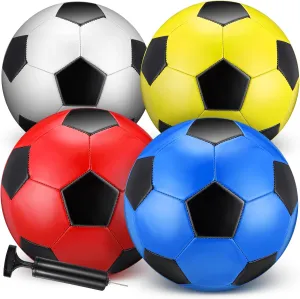 HyDren 4 Pcs Soccer Ball with Pump Official Size Indoor Outdoor Sports Football for Child Teens Adult Players Game Practice Training Sports Ball National Soccer Day Gift
