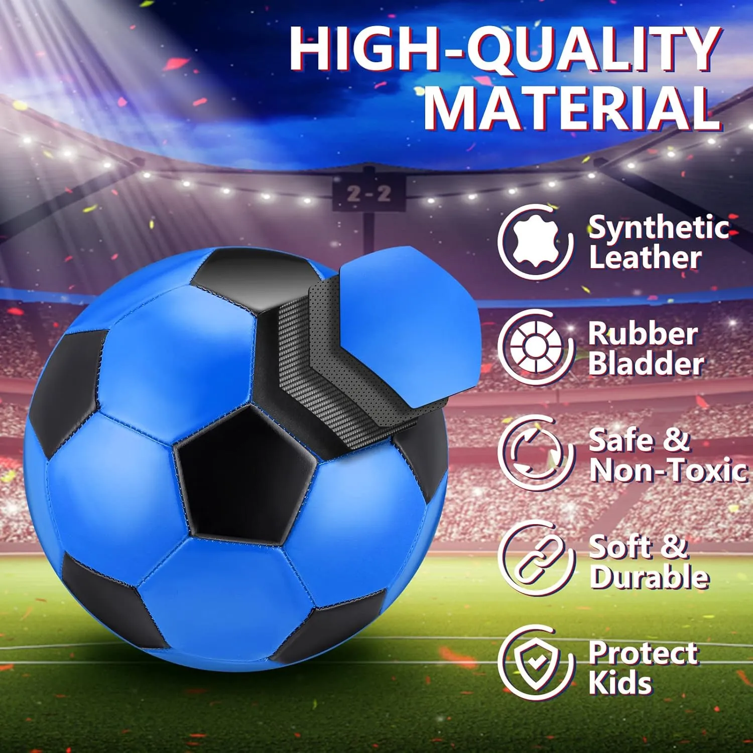 HyDren 4 Pcs Soccer Ball with Pump Official Size Indoor Outdoor Sports Football for Child Teens Adult Players Game Practice Training Sports Ball National Soccer Day Gift