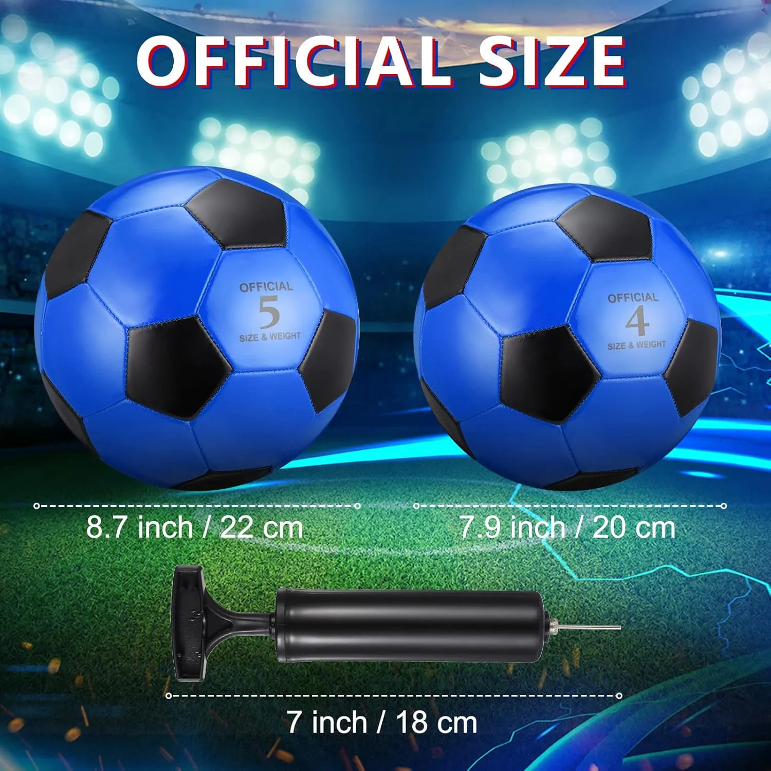 HyDren 4 Pcs Soccer Ball with Pump Official Size Indoor Outdoor Sports Football for Child Teens Adult Players Game Practice Training Sports Ball National Soccer Day Gift