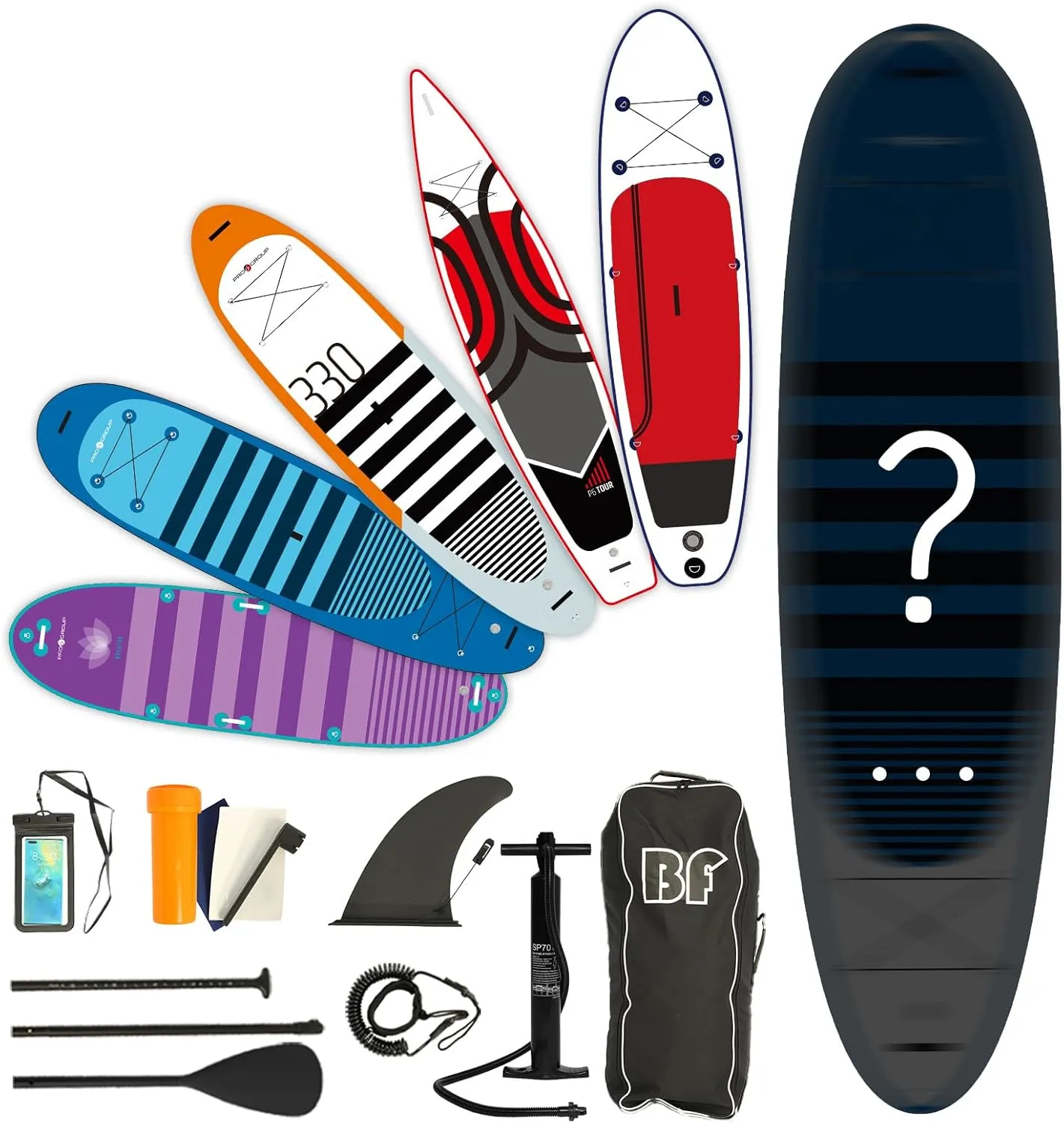 Inflatable Stand Up Paddle Board with SUP Accessories & Backpack. Paddle Boards for Adults. Non-Slip Deck, Wide Stance, Bottom Fin, Double Action Pump (SP1002)