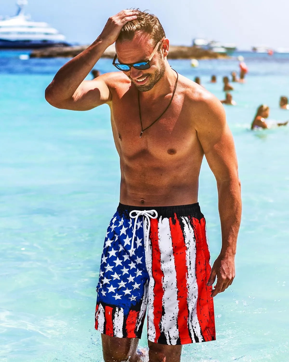 Mens Swim Trunks Bathing Suit 9" Board Shorts Quick Dry Swim Shorts Men Swimwear Mesh Lining Beach Swimsuit