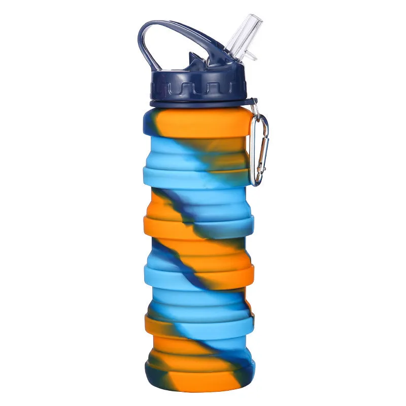 New silicone folding telescopic sports water bottle outdoor travel folding camouflage water cup