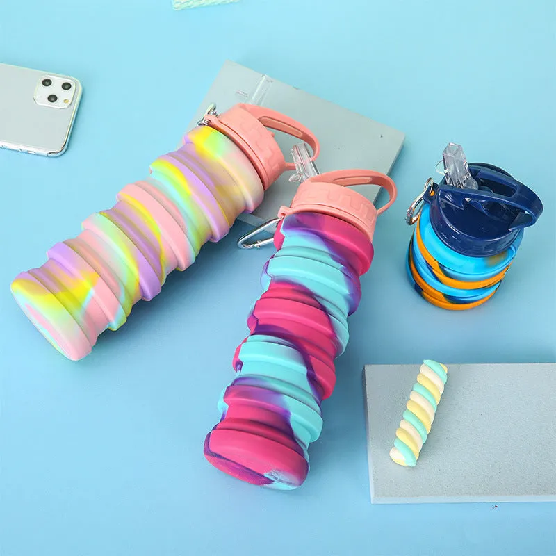 New silicone folding telescopic sports water bottle outdoor travel folding camouflage water cup