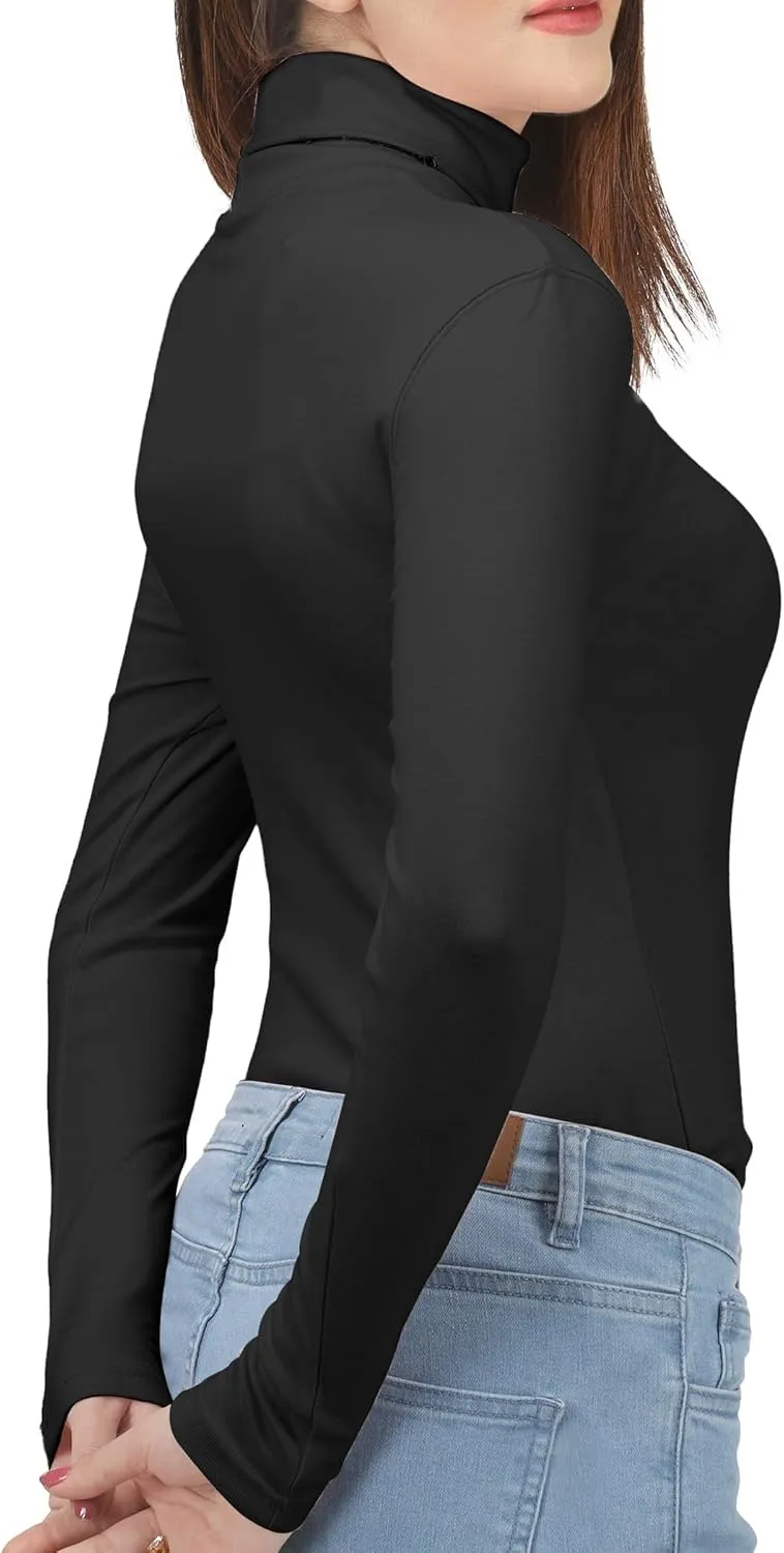 NY Threads 3 Pack Womens Turtleneck Long Sleeve Shirt Slim Fit Thermal Base Layer Tops