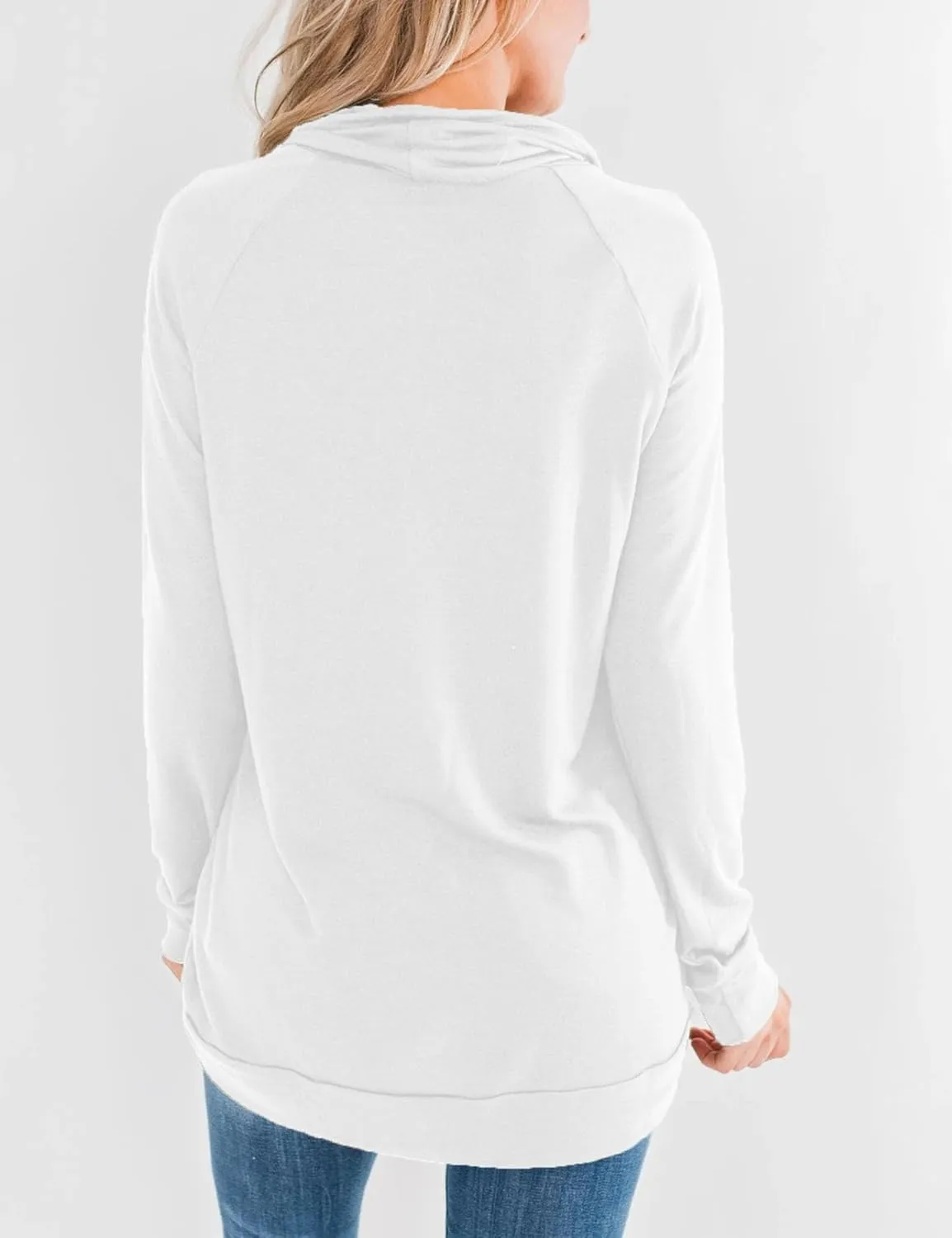 Orchidays Womens Long Sleeve Sweatshirt Cowl Neck Workout Tunic Tops Casual Drawstring Pullovers