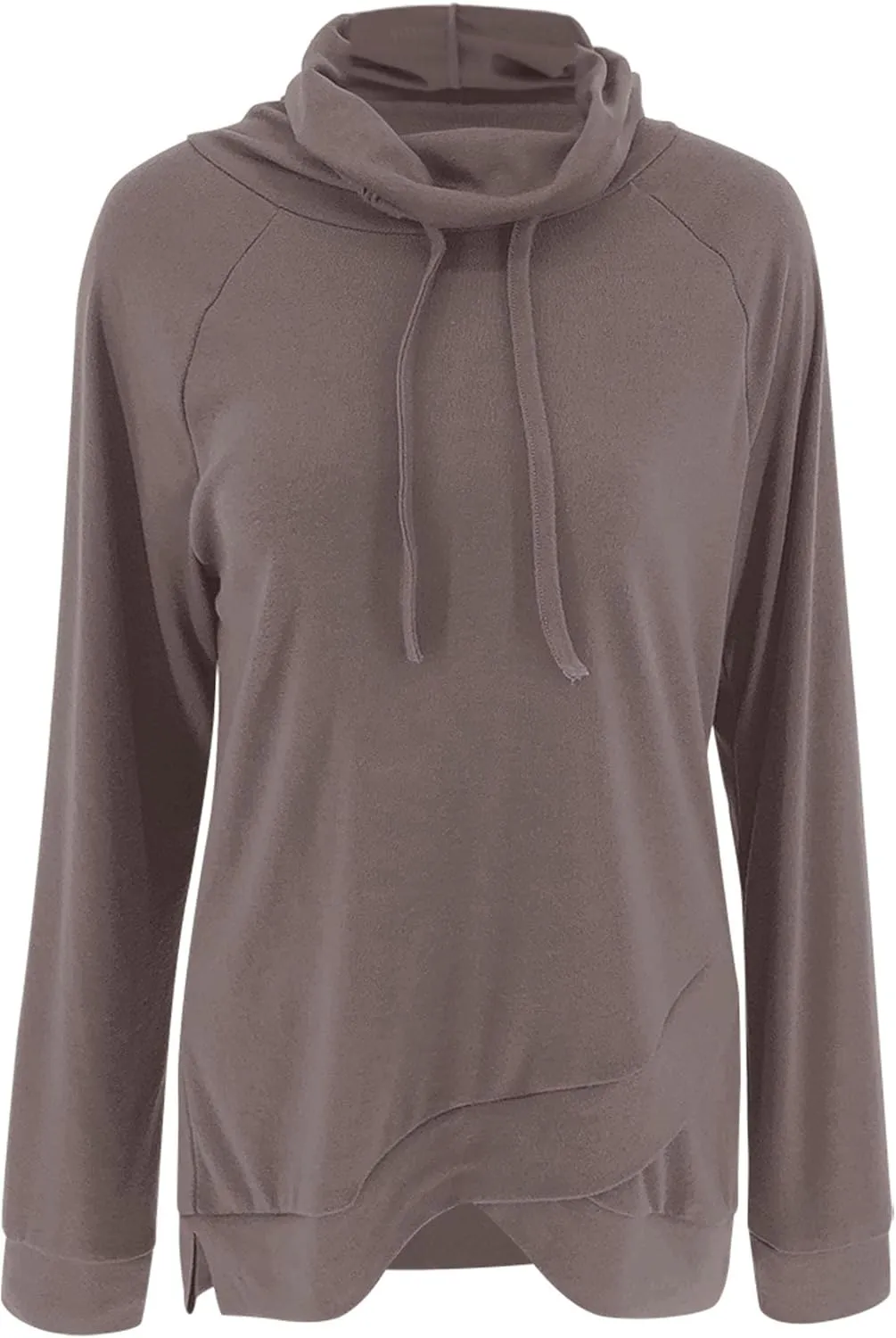 Orchidays Womens Long Sleeve Sweatshirt Cowl Neck Workout Tunic Tops Casual Drawstring Pullovers