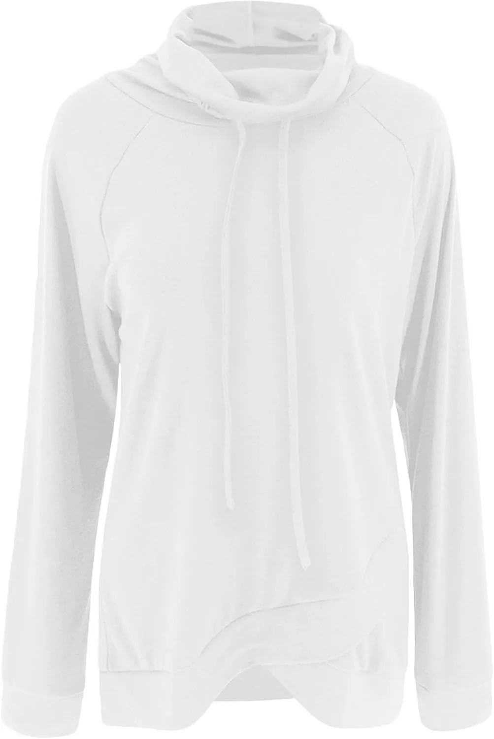 Orchidays Womens Long Sleeve Sweatshirt Cowl Neck Workout Tunic Tops Casual Drawstring Pullovers