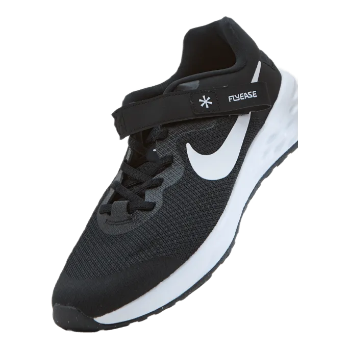 Revolution 6 FlyEase Big Kids' Easy On/Off Road Running Shoes BLACK/WHITE-DK SMOKE GREY