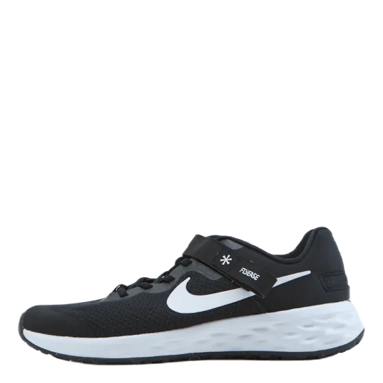 Revolution 6 FlyEase Big Kids' Easy On/Off Road Running Shoes BLACK/WHITE-DK SMOKE GREY