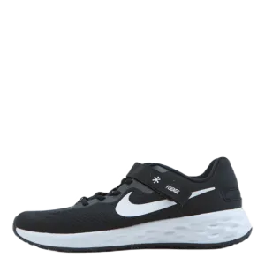 Revolution 6 FlyEase Big Kids' Easy On/Off Road Running Shoes BLACK/WHITE-DK SMOKE GREY