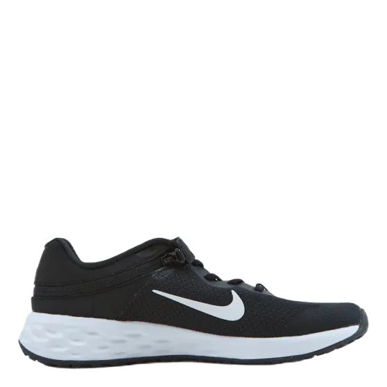 Revolution 6 FlyEase Big Kids' Easy On/Off Road Running Shoes BLACK/WHITE-DK SMOKE GREY