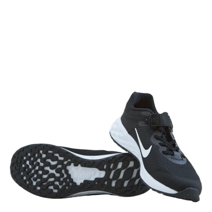 Revolution 6 FlyEase Big Kids' Easy On/Off Road Running Shoes BLACK/WHITE-DK SMOKE GREY