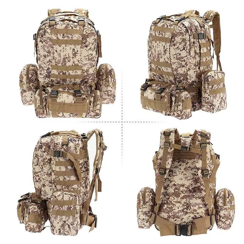 SA-3M50 Large Military Style Outdoor 50L Backpack/Daypack w/ 3 MOLLE Bags