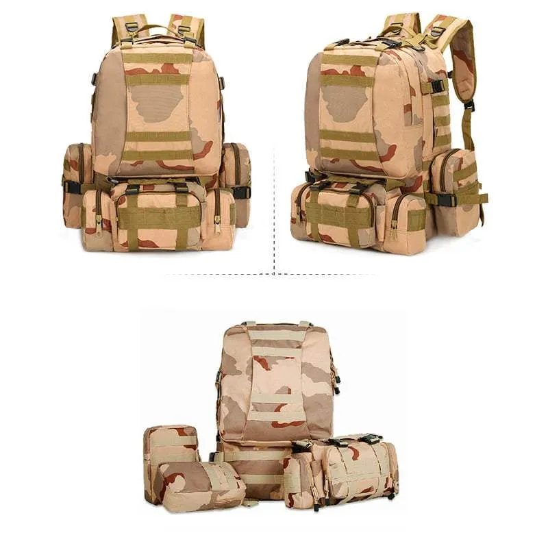 SA-3M50 Large Military Style Outdoor 50L Backpack/Daypack w/ 3 MOLLE Bags