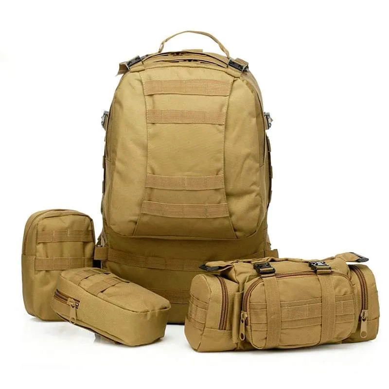 SA-3M50 Large Military Style Outdoor 50L Backpack/Daypack w/ 3 MOLLE Bags