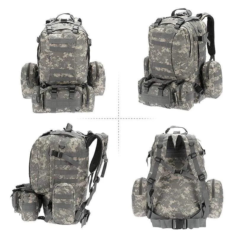 SA-3M50 Large Military Style Outdoor 50L Backpack/Daypack w/ 3 MOLLE Bags