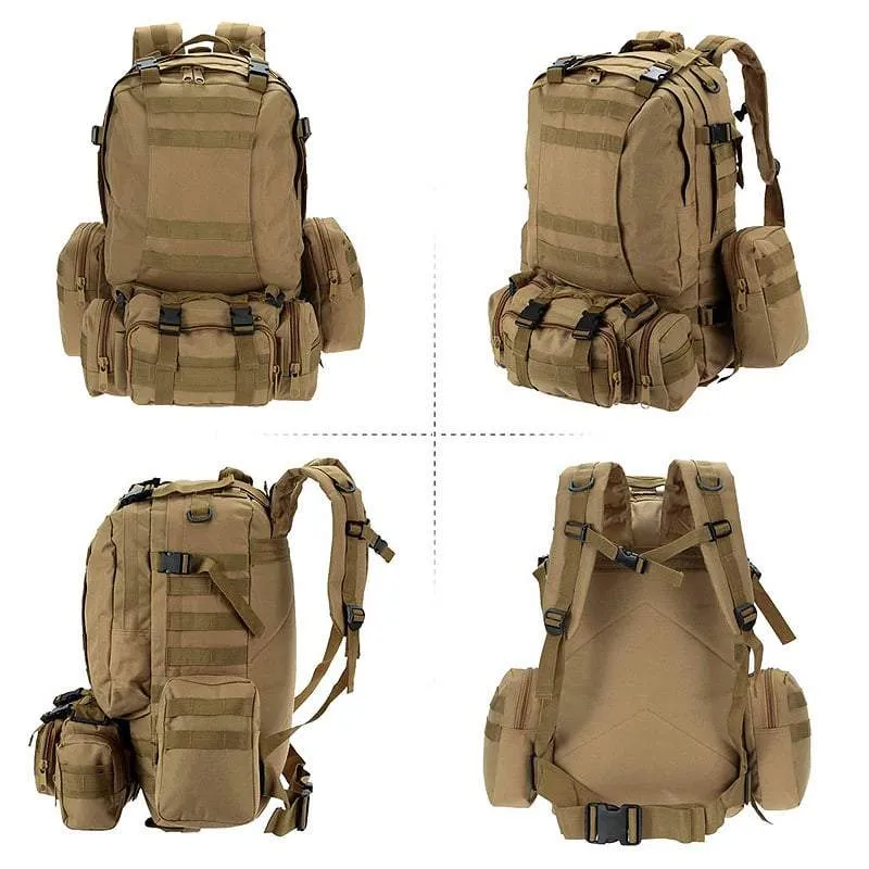 SA-3M50 Large Military Style Outdoor 50L Backpack/Daypack w/ 3 MOLLE Bags