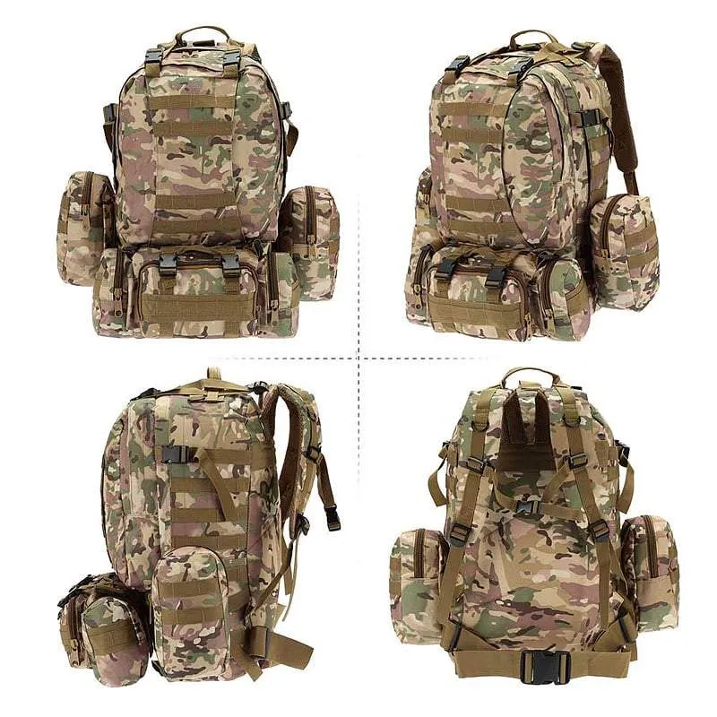 SA-3M50 Large Military Style Outdoor 50L Backpack/Daypack w/ 3 MOLLE Bags