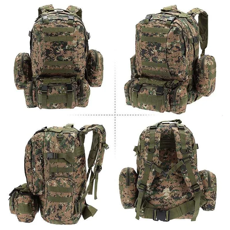 SA-3M50 Large Military Style Outdoor 50L Backpack/Daypack w/ 3 MOLLE Bags
