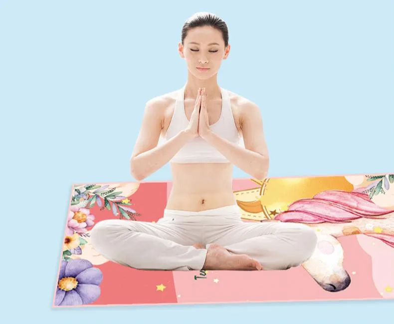 Sports Fitness Yoga Mat Spread Towel Silicone Anti-slip Printing Pad Portable Folding Widened Spread Towel Easy Take