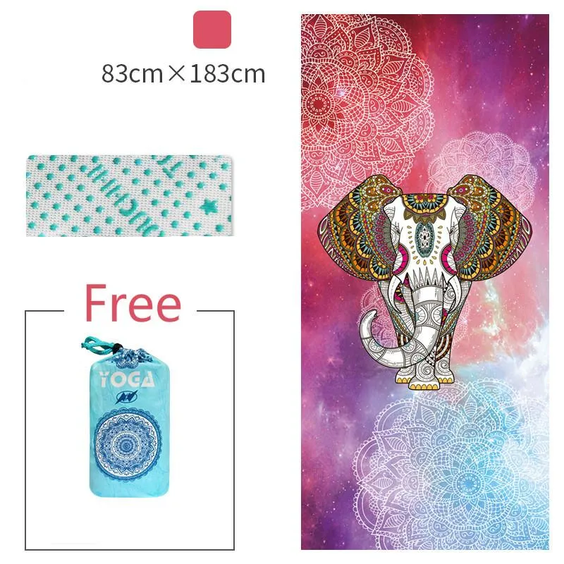 Sports Fitness Yoga Mat Spread Towel Silicone Anti-slip Printing Pad Portable Folding Widened Spread Towel Easy Take