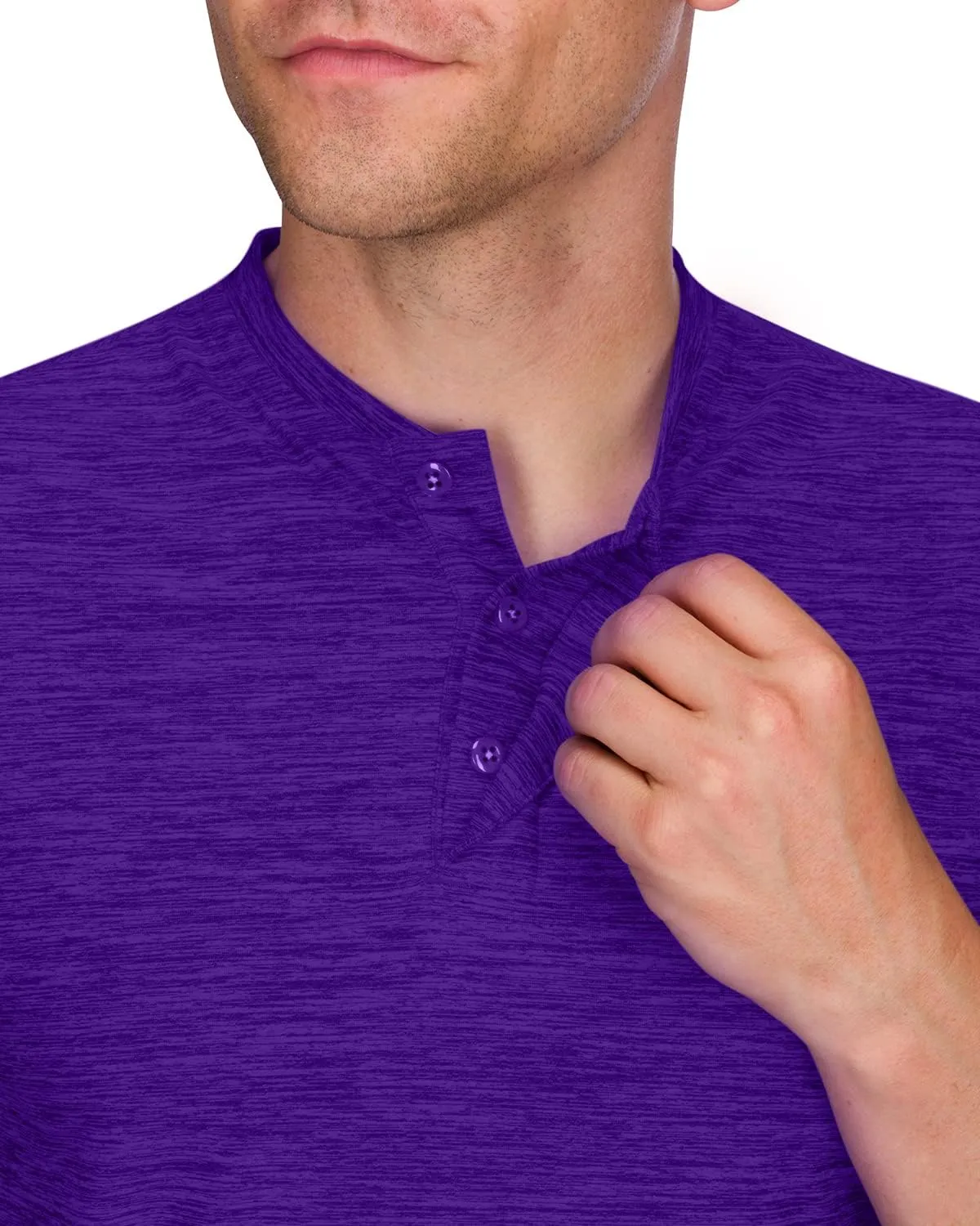 Three Sixty Six Collarless Golf Shirts for Men - Quick Dry Short Sleeve T-Shirt with 4-Way Stretch Fabric & UPF 30