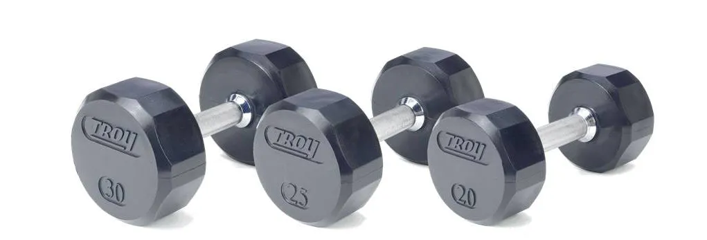 Troy 12-Sided Rubber Encased Dumbbell 5-50 lbs Set