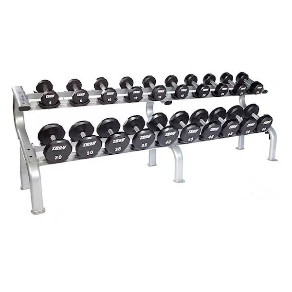 Troy Barbell 5-50 lb Urethane Dumbbells w/ Rack