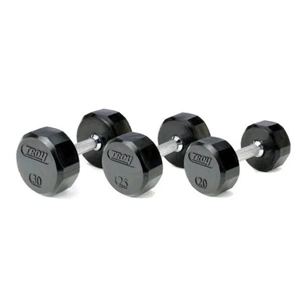 Troy Barbell TSD-R 5-75 lb. Rubber Dumbbells w/ Rack