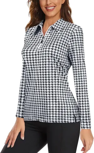 Viracy Womens Golf Shirt UPF50  Sun Protection Long Sleeve 1/4 Zip Up Polo Workout Tops Fast Dry Fit Moisture Wicking