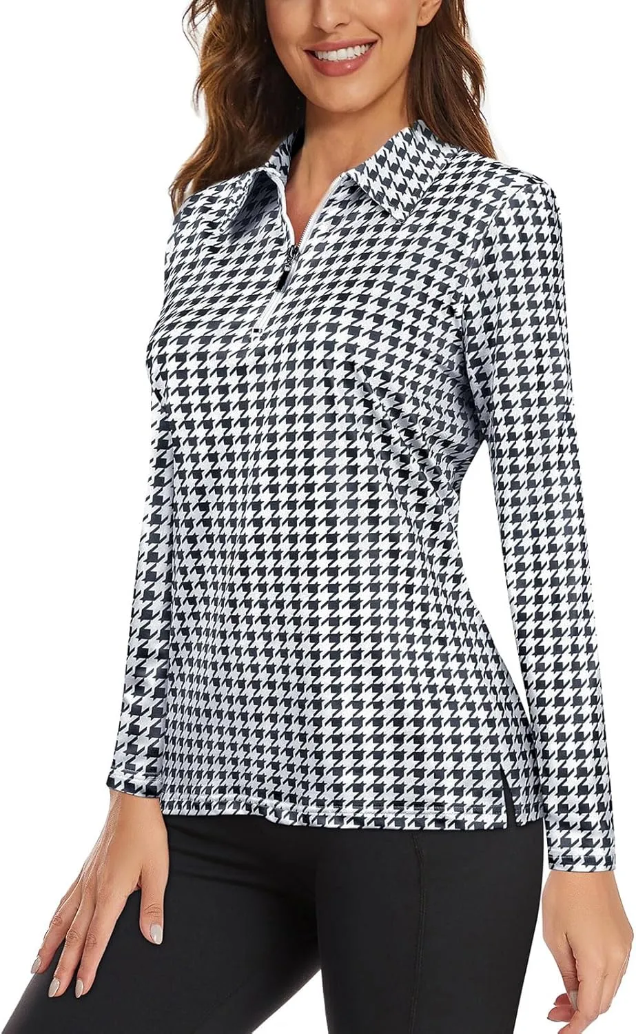 Viracy Womens Golf Shirt UPF50  Sun Protection Long Sleeve 1/4 Zip Up Polo Workout Tops Fast Dry Fit Moisture Wicking