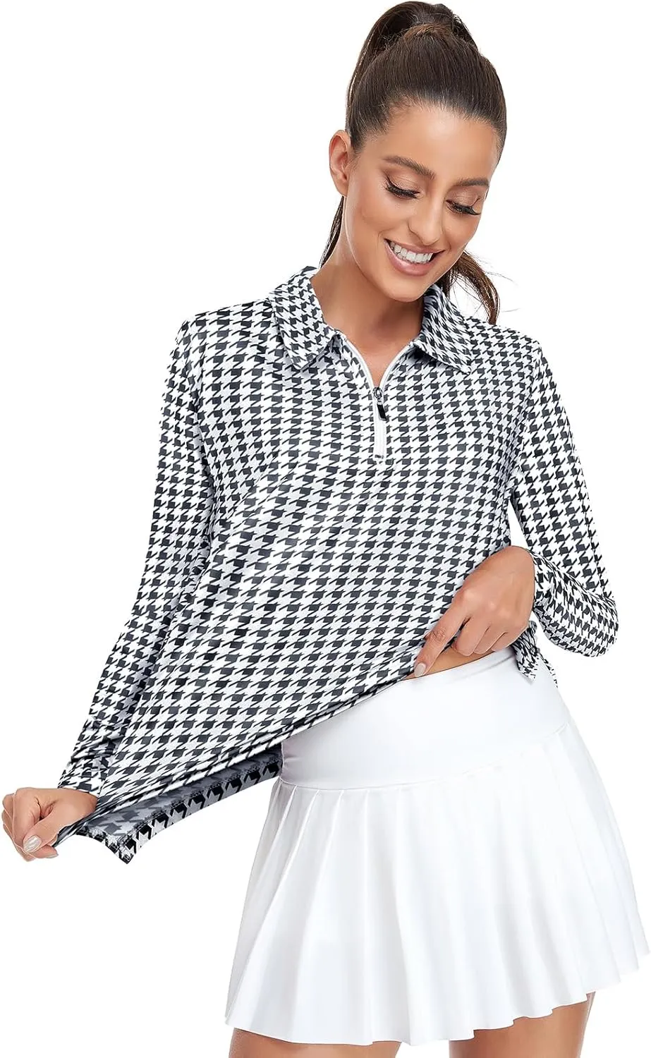 Viracy Womens Golf Shirt UPF50  Sun Protection Long Sleeve 1/4 Zip Up Polo Workout Tops Fast Dry Fit Moisture Wicking