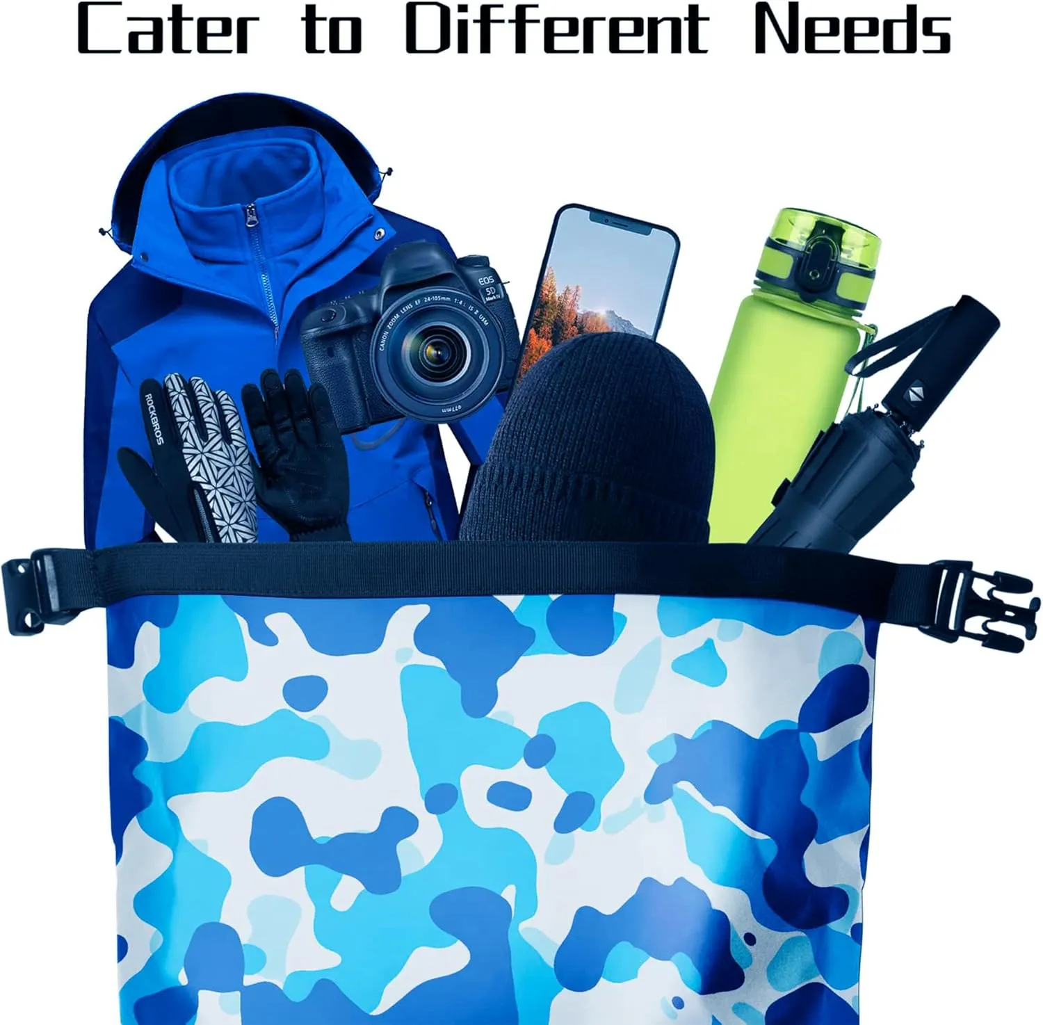 Waterproof Backpack for Men and Women - Roll-Top Floating Dry Bag Backpack for Kayaking, Rafting, Boating, Beach (Black)