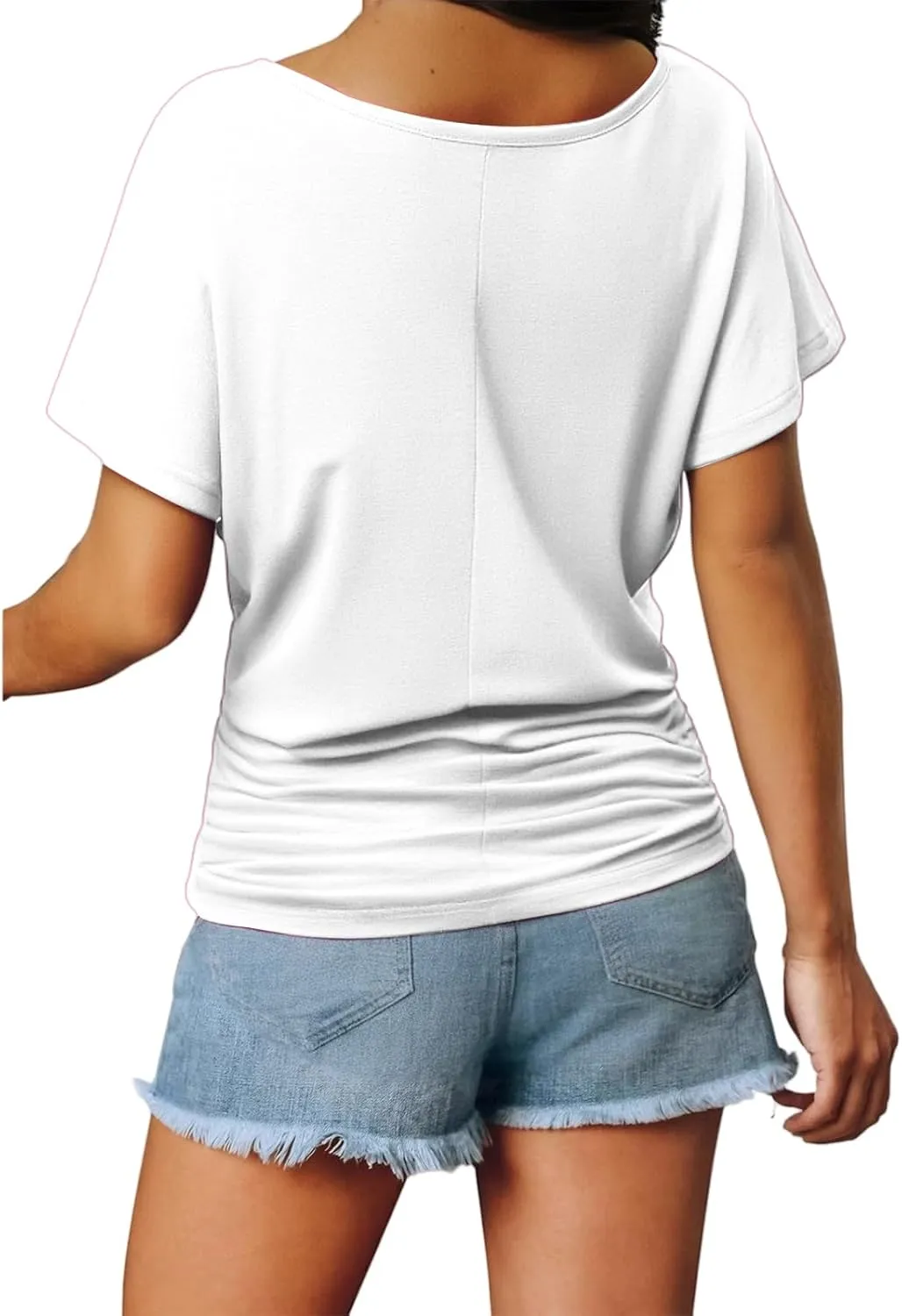 Womens Summer Blouses 2025 Solid Short Sleeve V Neck Casual Loose Fit Shirts Basic Comfy Breathable Trendy Tops